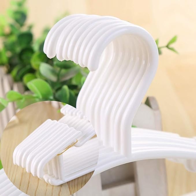 YYaaloa 30pcs Kids Plastic Hangers, White, 1inch Hooks, Ideal for Baby and Toddler Clothes, Heavy Duty and Durable