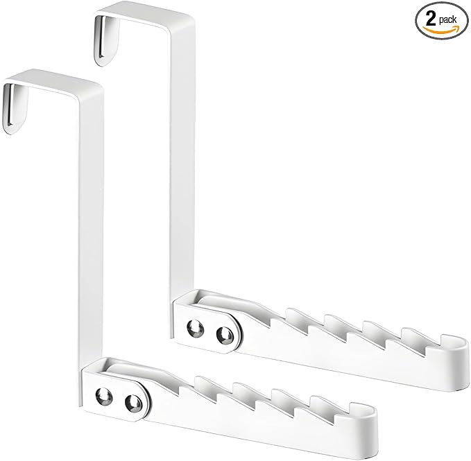2 Pcs Over The Door Drying Rack, Foldable Clothes Hanger, No Drill White Metal Hook for Laundry, Towels, Bathroom, Entryway