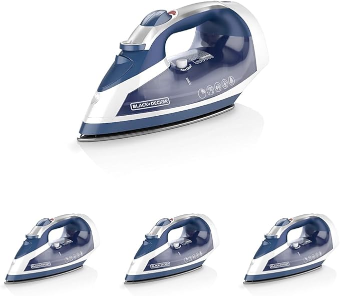 BLACK+DECKER Xpress Steam™ Cord Reel Iron with Nonstick Soleplate, Blue, ICR16X (Pack of 4)