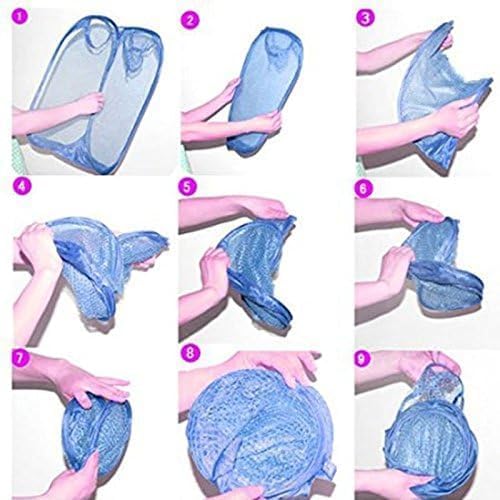 6pcs Foldable Pop Up Mesh Washing Laundry Basket Bag Bin Hamper Toy Tidy Storage (11.81"L x 11.81"W x 18.11"H)