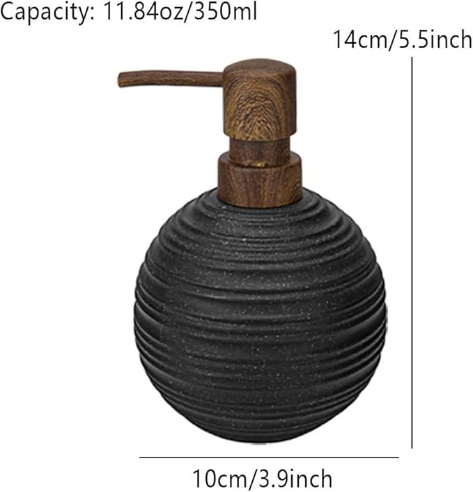1pcs Hand Soap Dispenser Set, Sandstone Textured Resin Liquid Soap Dispenser for Bathroom Countertop, Heavy & Sturdy Dish Wash Soap Dispenser for Kitchen, Matte Black