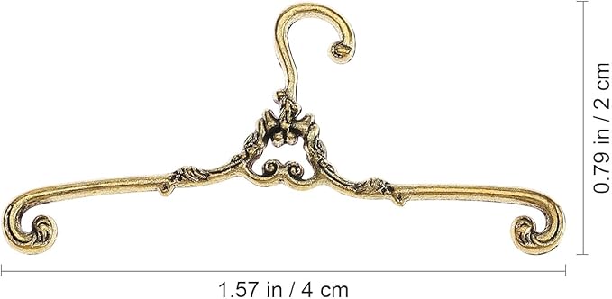24Pcs Mini Clothes Hangers Metal Wire Doll Clothes Hangers for Dollhouse Wardrobe Golden 1.6 Inch Organize Doll Outfits and Display Accessories