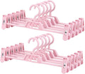 DOITOOL 10 Pcs Pants Hangers with Clips, Space Saving Plastic Hangers, Skirt Hangers for Kids, Women and Girls, Non-Slip Clothes Hangers with Clips for Closet or Laundry Use