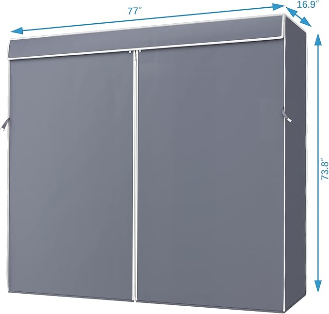 VIPEK Cover ONLY for V40/V40S/V40S i1/V40 Pro Garment Rack, Dustproof Oxford Fabric Clothing Rack Cover with Zipper, 77" L X 16.9" W X 73.8" H, Grey