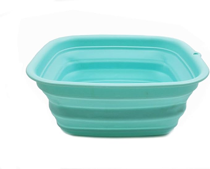 SAMMART 7.7L (2 Gallon) Collapsible Tub - Foldable Dish Tub - Portable Washing Basin - Space Saving Plastic Washtub (Lake Green, S)