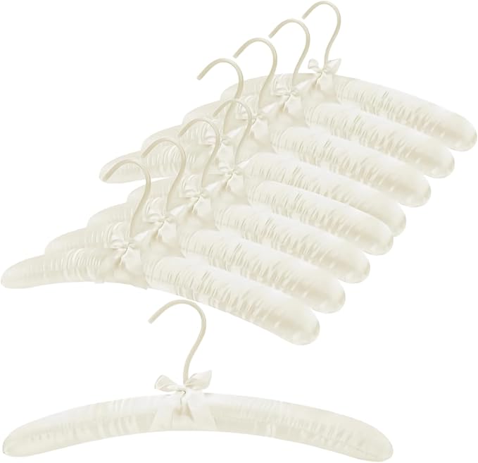 Thicker Padded Hangers for Women Clothing Sweaters,Anti-Slip Satin Hangers Padded Cute Hanger with Bow,Silky Fabric Hanger for Closet