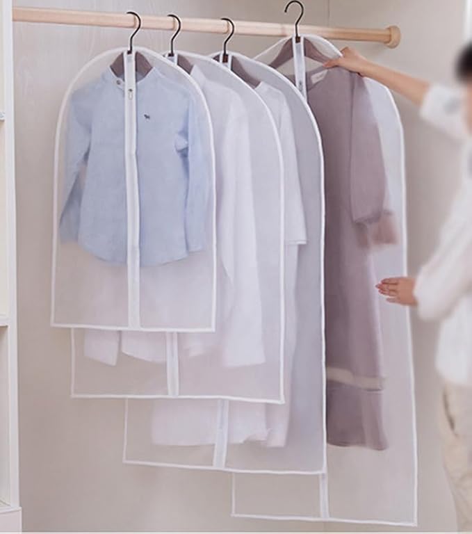 Plastic Garment Covers Hanging Without Zip Kids Suits Delicates Clothing Shirts Waterproof Lightweight Small 4 Packs
