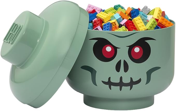 LEGO Iconic Storage Head Large, Stackable Storage Box, 8,5 L, Sand Green, Green Skeleton…