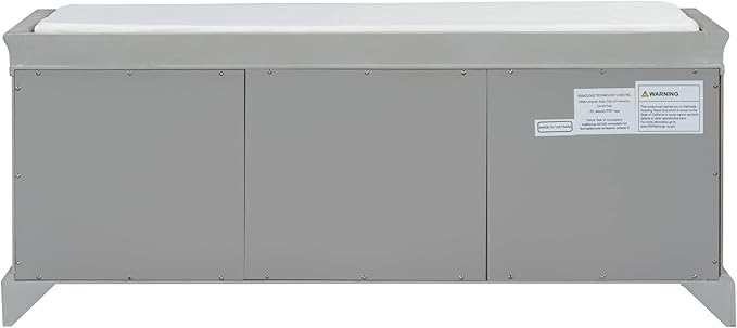 Knocbel 42.5" Entry Storage Bench with Removable Cushion, 2 Drawers and 2 Cabinets, Entryway Hallway Foyer Shoe Bench End of Bed Bench with Aluminum Handles, 200lbs Weight Capacity (Gray Wash)