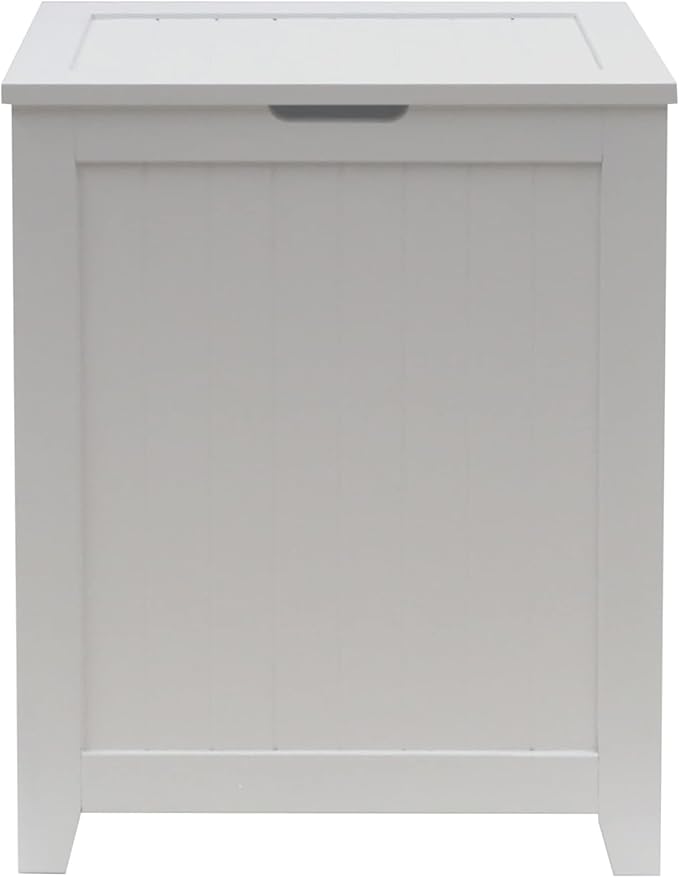 Redmon 18'' x 11.25'' x 23.25'' Contemporary Country Wainscot Style Wooden Clothes Hamper for Bedroom, Bathroom, and Laundry Room, White