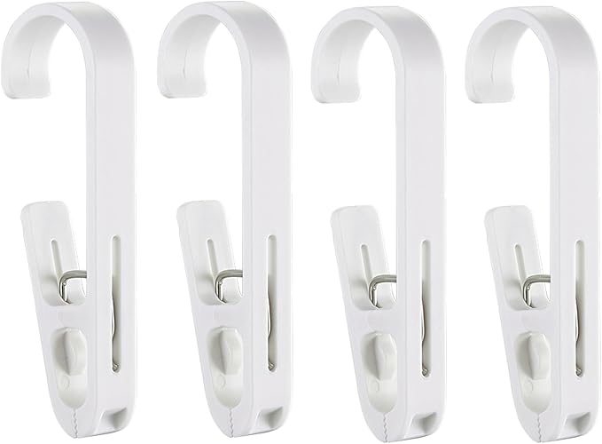 Large Laundry Hook Clothes pins 4Pcs Sock Clip Laundry Clips with Springs, Strong Plastic Clothes Drying Line Pegsfor Home Kitchen Outdoor (White
