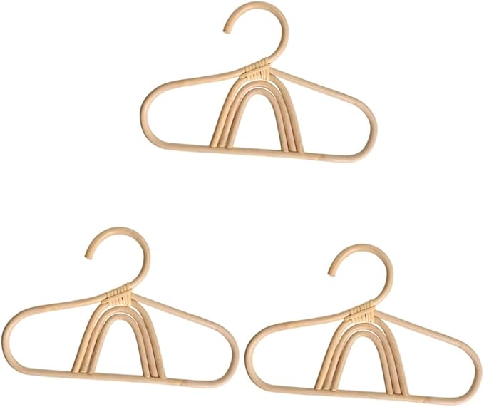 3pcs Rattan Clothes Hangers for Boy Girl Boy Girl Coat Hangers Compact Design for Nursery Organization for Closet Photoshoots