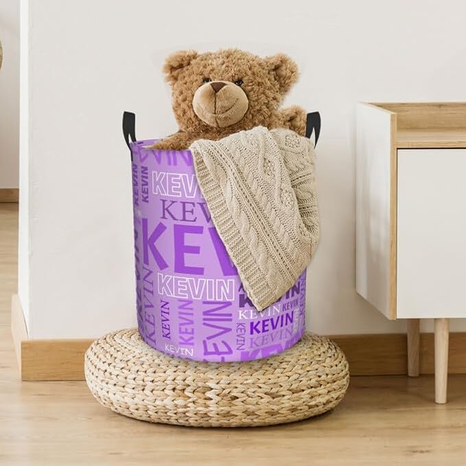 Custom Name Laundry Hamper, Personalized Dirty Clothes Hamper with Name for Bathroom Bedrooms Clothes Storage Organizer, Personalized Gifts for Boys Girls Men Women