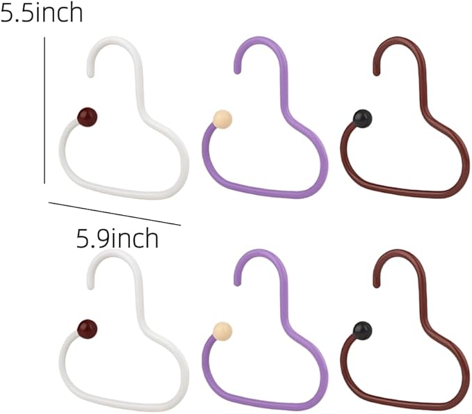Set of 6 Tank Top Hanger, Bra Organizers for Closet, Heart Hooks Sport Bras Holder for Hats, Scarf, Space Saving Closet Organizers and Storage