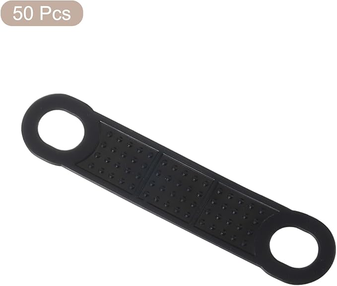 uxcell 50Pcs Non-Slip Hanger Grips Silicone Adhesive Clothes Hanger Strips for Wood Plastic Hangers, Black (4.13" x 0.79")