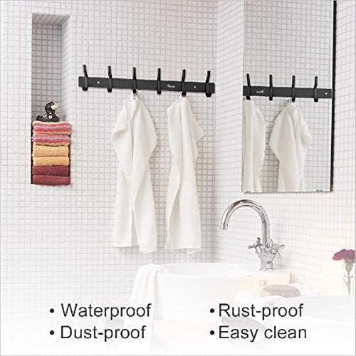 Clothes Hanger 6 Hooks, Load 20 kg Aluminum Alloy Hat Black