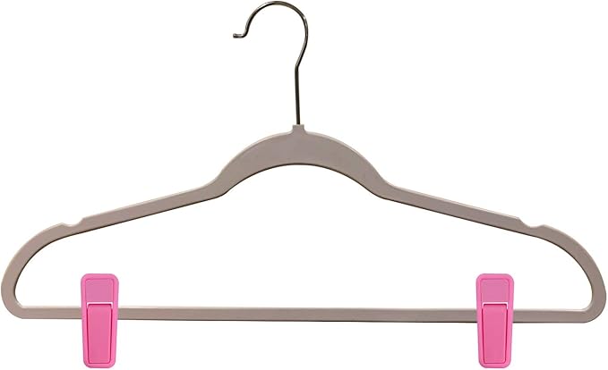 Premium Heavy Duty ABS Plastic Slim-line Hanger Set of Finger Clips for Velvet Hangers - 20 Pack (Pink)