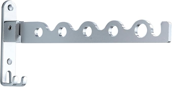 Small Wall Clothes Rail, Aluminium Foldable Drying Rack Hook 90° Rotation Coat Hanger for Laundry Bathroom Balcony (1ps Silver Fixed Seat)