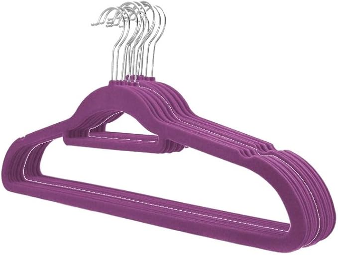 UNIWARE® Flocked Suede Hanger, Grooved Bar (12, Orchid)