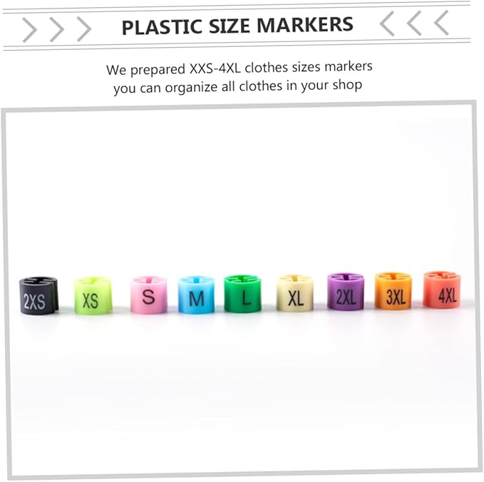 iplusmile Plastic Hanger Size Markers: 180pcs Clothes Garment Markers Assortment Kit, XXS - 4XL Color-Coding Clothing Coded Size Clips Round Small Sizes Tags for Wire Hangers
