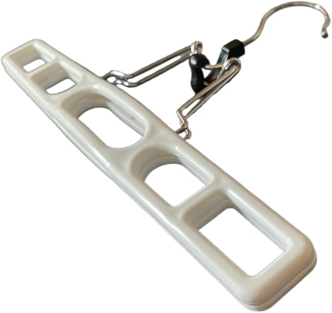 12 Pack White Premium Plastic Skirt Hangers, Space Saving Pant Set With Clamp, Shorts With Locking Clasp, Multipurpose Jean Set (12)