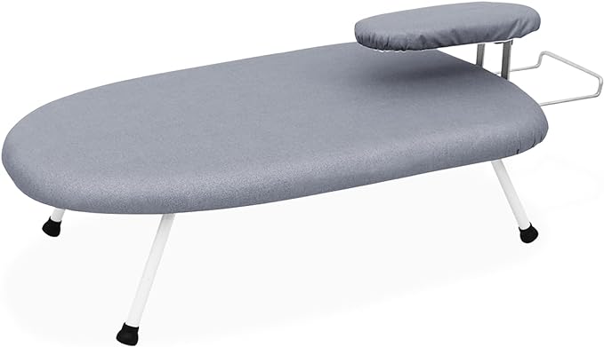 AKOZLIN Tabletop Ironing Board 23.6" L x 14''W x 7''H with Removable Sleeve Board - Folding Legs Cotton Cover Travel Countertop Iron Board