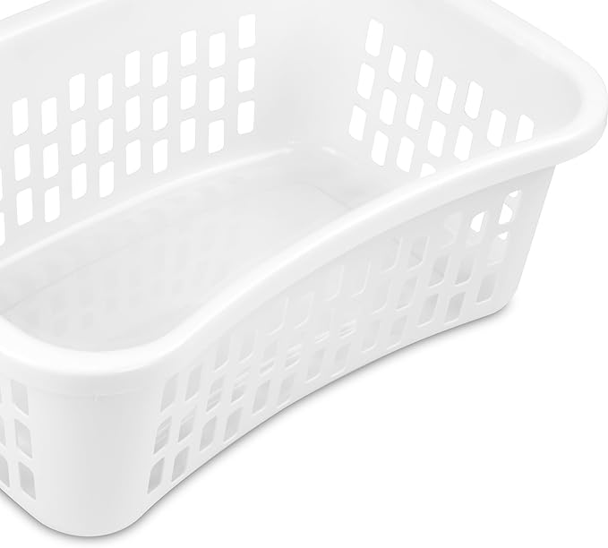 Sterilite 6 Pack HipHold Laundry Basket, Plastic Rectangle Clothes Hamper with Comfort Grip Handles & Reinforced Rim, 1.5 Bushel Capacity, White