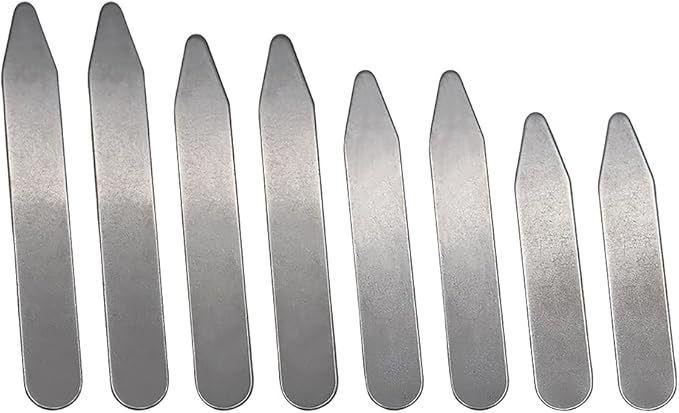 GSHLLO 8 Pcs 4 Sizes Metallic Collar Stays Metal Collar Inserts Formal Shirt Collar Stiffeners Supports Stainless Steel Collar Stays for Men