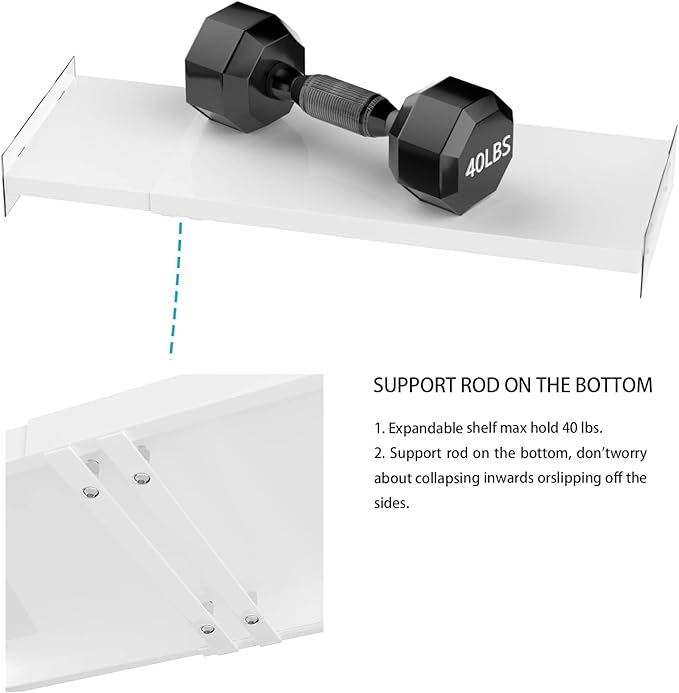 Closet Shelf Divider Expandable Cabinet Tension Shelving Rack Heavy Duty Metal DIY Shelves Separator for Wardrobe Cupboard Cabinet Pantry Kitchen Bathroom,White,3packs