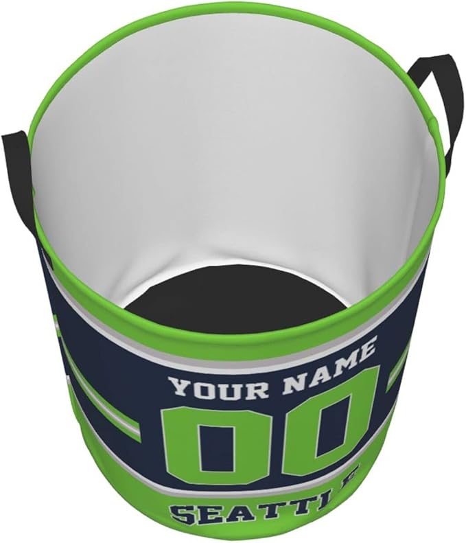Custom Seattle Laundry Hamper Personalized Laundry Basket Customized Name And Number Collapsible Storage Basket for Bedroom Bathroom Living Room Gifts