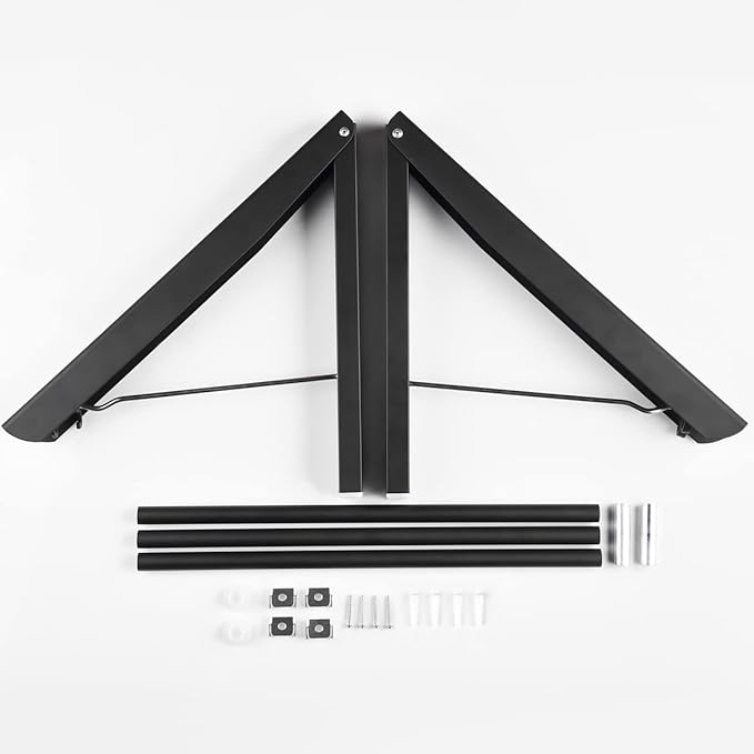 Wall Mounted Clothes Rack Retractable Hanger Space Saving Heavy Duty Wardrobe Hooks for Bathroom Balcony Aluminum, Black, 2-Pack