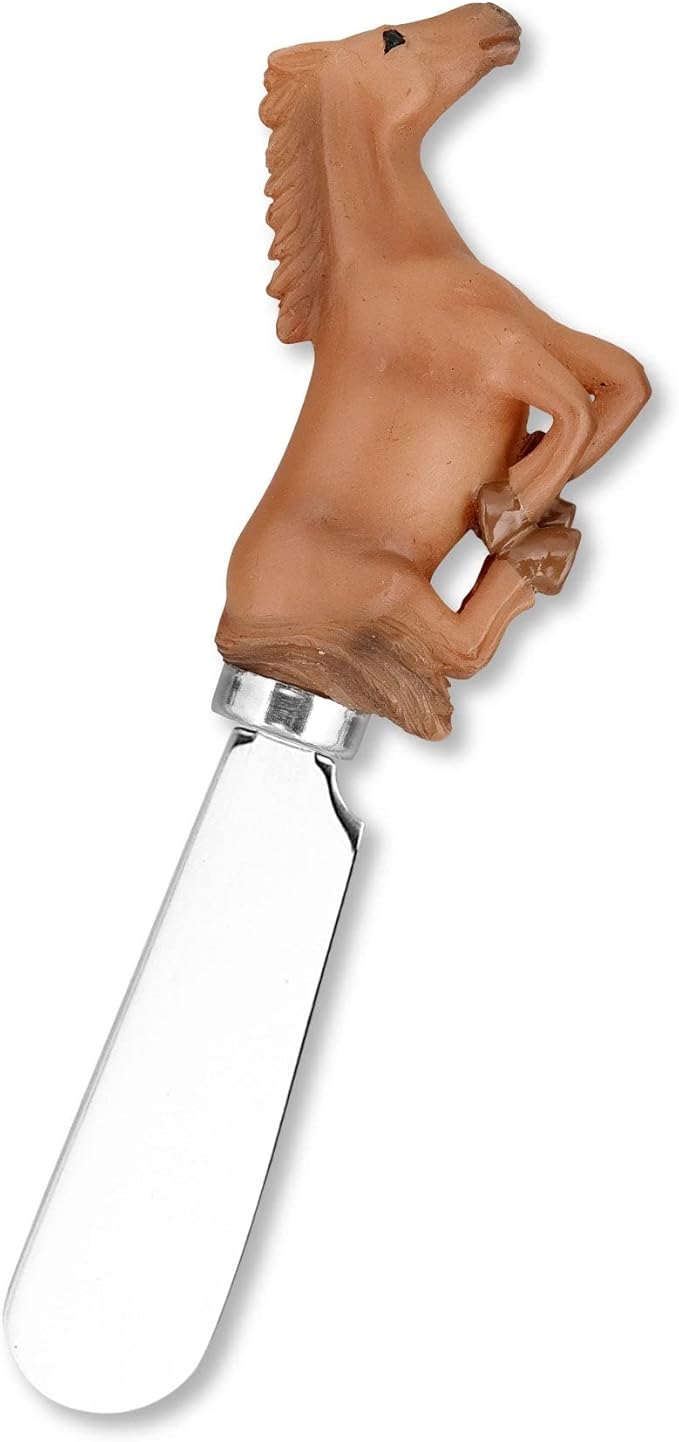 Supreme Housewares Horse Cheese Spreaders, Hand-Painted Resin Handles with Stainless Steel Blades for Spreading Cream Cheese, Butter, Jam, or Sandwich, Assorted Colors, Set of 4