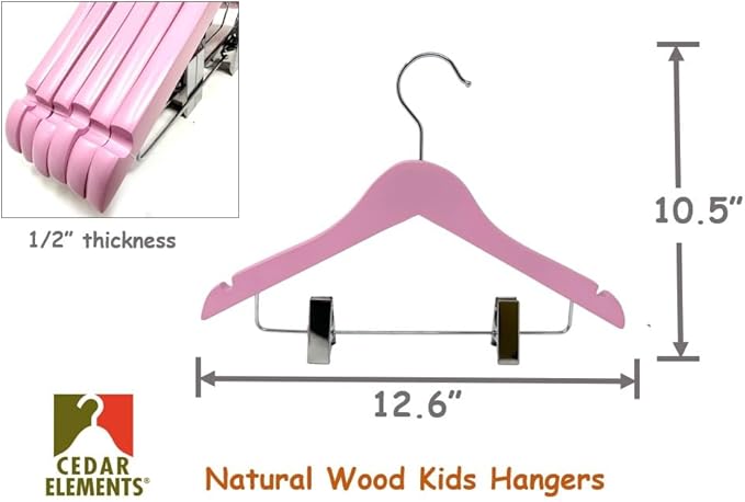 Kids Hangers with Metal Clips Pant Bar 4T-10 (Lilac Sachet Pink)