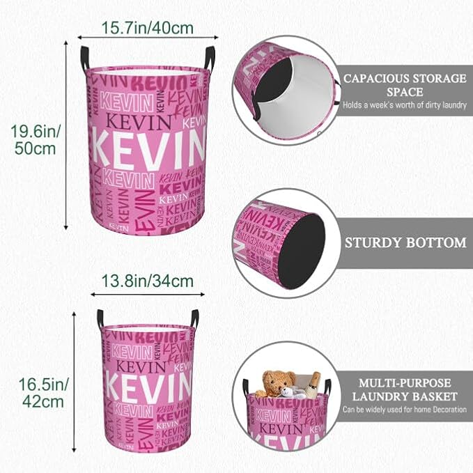 Custom Name Laundry Hamper, Personalized Dirty Clothes Hamper with Name for Bathroom Bedrooms Clothes Storage Organizer, Personalized Gifts for Boys Girls Men Women