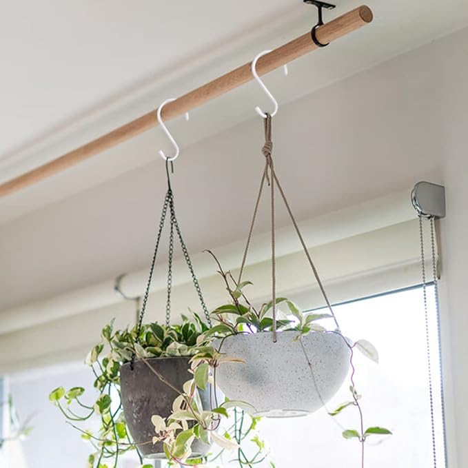 6 Inch White S Hooks, Large Vinyl Coated S Hooks Heavy Duty Non Slip Metal Closet Rod Hooks for Hanging Plants Outdoor Lights Jeans Clothes Bags Pot Pan Cups Tools - 4 Pack