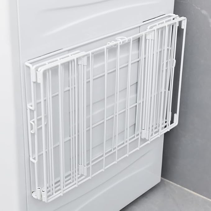 Magnetic Laundry Basket for Washer & Dryer Side - Extra Large 16.7" Foldable Wire Hamper & Lint Bin Container - Space Saving Metal Organizer Caddy for Detergent, Dryer Balls