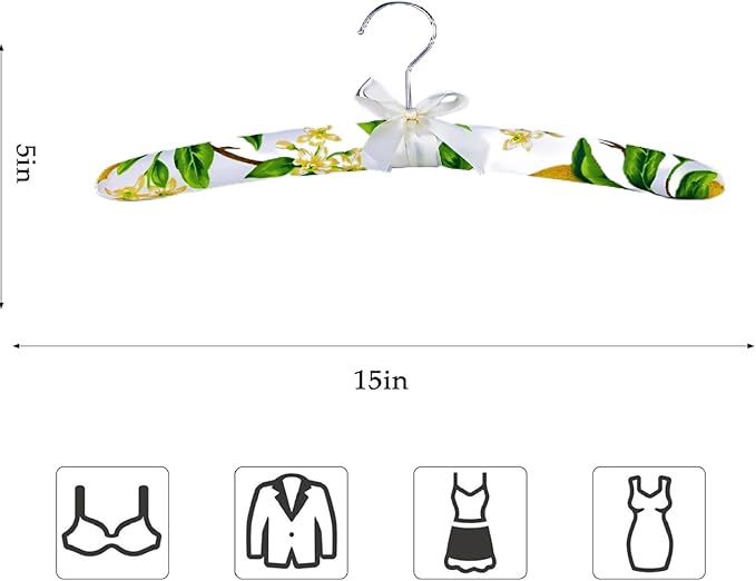 Anti-Slip Satin Padded Clothes Hangers with Rotatable Hooks No Shoulder Bump for Women Heavy Sweaters, Coats, Suits (1, Lemon)