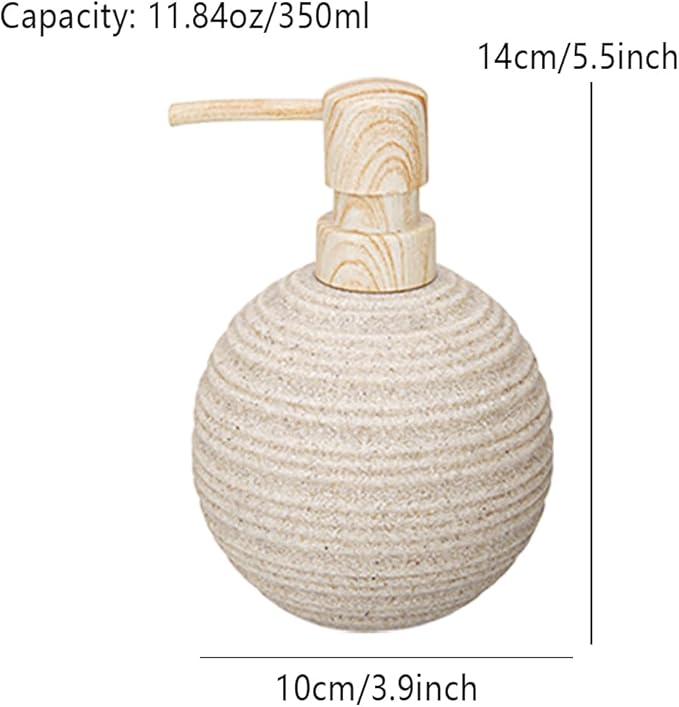1pcs Hand Soap Dispenser Set, Sandstone Textured Resin Liquid Soap Dispenser for Bathroom Countertop, Heavy & Sturdy Dish Wash Soap Dispenser for Kitchen, Matte Beige