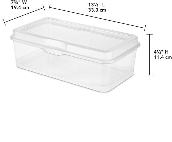 Sterilite 24-Pack Rectangular Large FlipTop, Clear Plastic Storage Box with Hinged Lid - Stackable Multipurpose Organizer for Art and Craft Supplies, Accessories, Photos & CDs, Home or Office Use
