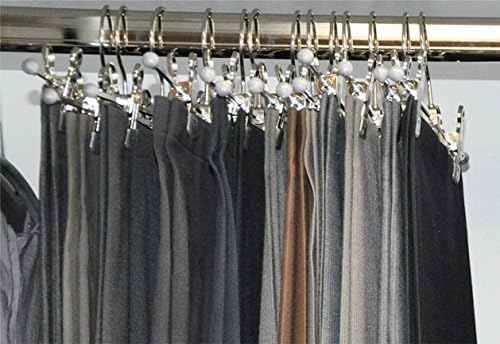 Mawa by Reston Lloyd Non-Slip Space-Saving Clothes Hanger For Pants & Skirts with Two Clips, Style K/40D, Set of 10, 15 3/4"L, White