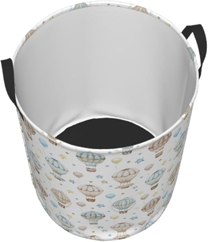 Watercolor Hot Air Balloon Round Laundry Hamper Storage Basket Toys Clothes Organizer Bin For Home Bathroom Bedroom Dorm Nursery, 62l
