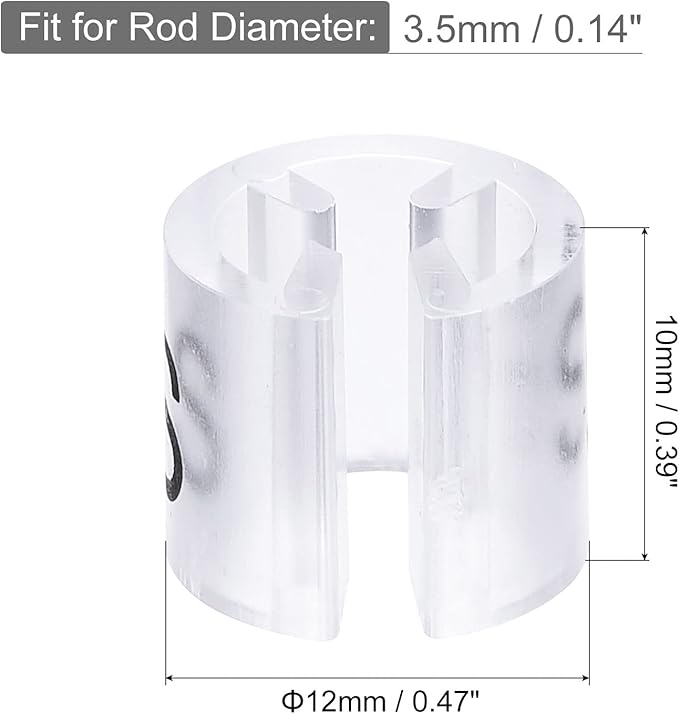 MECCANIXITY Clothes Hanger Marker 6 Size Fit 3.5mm Rod for Garment Color Coding Clear Count 180
