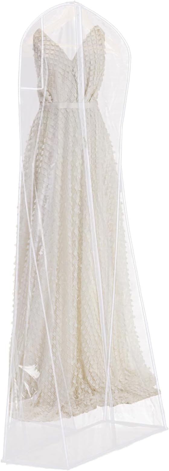 BAG WIZARD 72” Wedding Gown Dress Garment Bags with 12" Gusseted Garment Cover, Clear