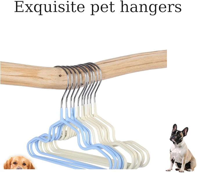 20PCS Dog Hangers: Dog Closet for Small Dogs Non-Slip Space Saving Hanger Doll Clothes Cat Outfits (Blue)