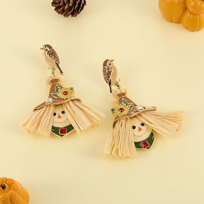 Madison Tyler Fall Earrings for Women | Cute Statement Autumn Earrings Dangling | Maple Leaf Scarecrow Shoes Shoes Rabbit Mushroom Earrings for Women