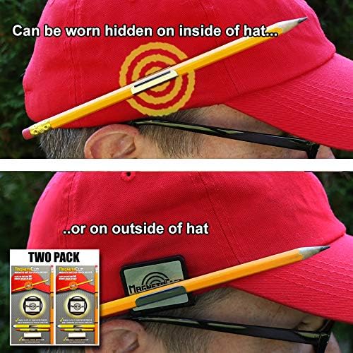 Magnetic Hat Clip Pencil Holder TWO PACK (2) With Strong Magnetic Clip For Standard Pencils and Carpenter Pencils