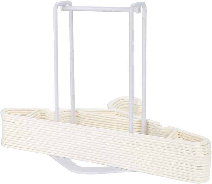 Hanger Stacker Holder Stand, White Plastic Hangers Rack Storage for Closet and Laundry Room Organization
