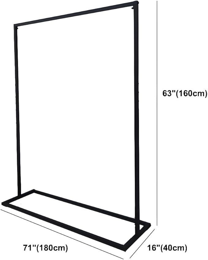 LITFAD Contemporary Metal Hall Tree Hang Garment Lever Hall Stand Free Standing Clothes Hanger Clothing Store Coat Rack in Black - 71" L x 16" W x 63" H Single Clothing Rod