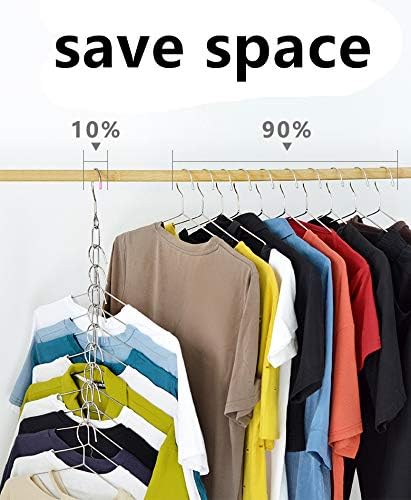 Falytemow Stainless Steel Space Saving Hanger Chains Magic Hangers Closet Space Saver Hanger Organizer Cascading Hangers Gain 80% More Space Set of 6