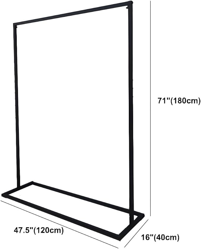 LITFAD Contemporary Metal Hall Tree Hang Garment Lever Hall Stand Free Standing Clothes Hanger Clothing Store Coat Rack in Black - 47" L x 16" W x 71" H Single Clothing Rod